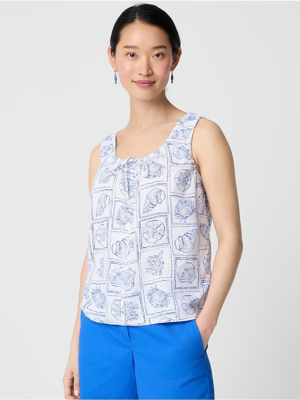 NWT J. Crew Factory Linen-Blend Tank Top  Royal Tanzanite